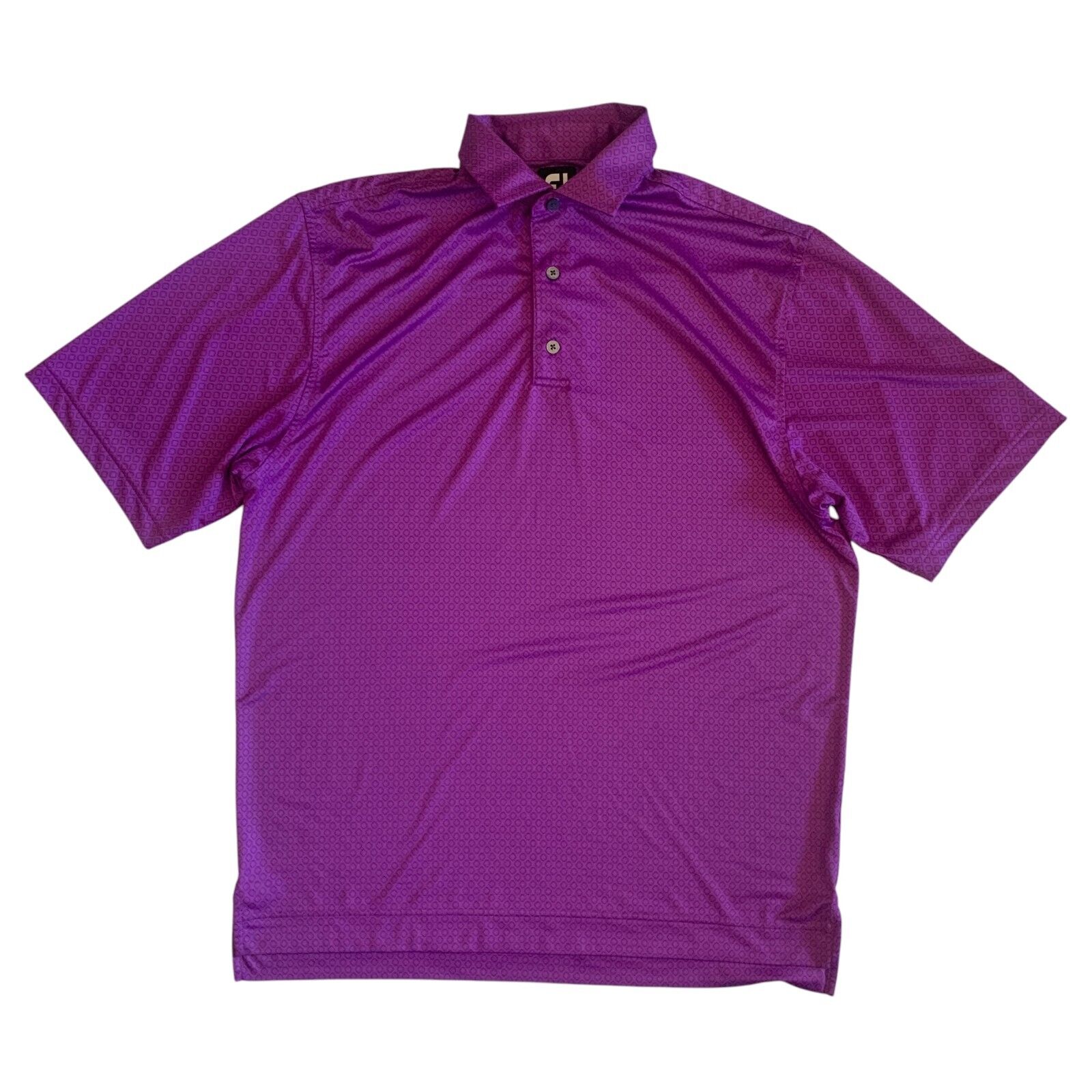 Footjoy Mens Size M Short Sleeve Collared Purple Golf Cfn Logo Polo Shirt